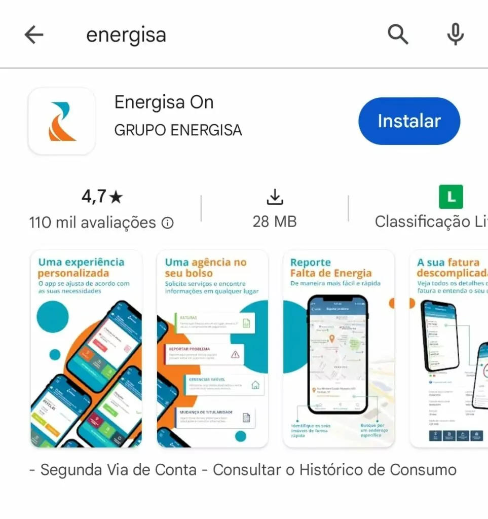 aplicativo da energisa na google play store